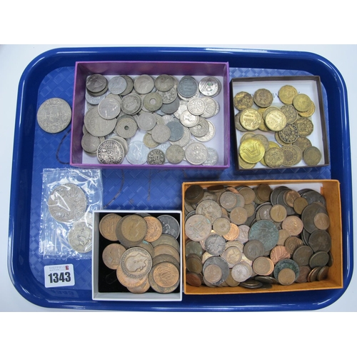 1343 - A Collection of GB and World Coins, includes GB George III and IV, half pennies, Foreign silver coin... 