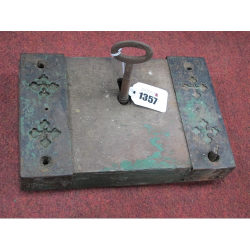 1357 - XVIII/XIX Century? Continental Gothic Padlock and Key.