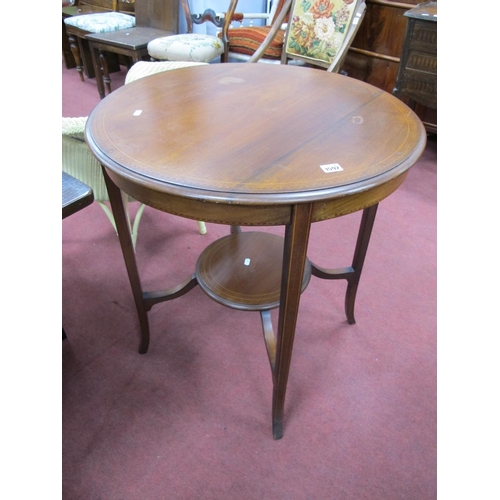 1592 - An Early XX Century Mahogany Inlaid Window Table, with a circular top, shaped legs with under shelf.