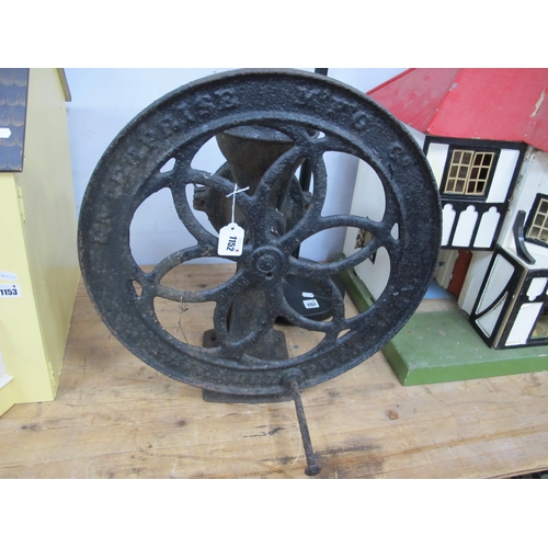 1152 - Vintage Cast Iron P.A Enterprise MFG Coffee Grinding Wheel, 49.5cm diameter.