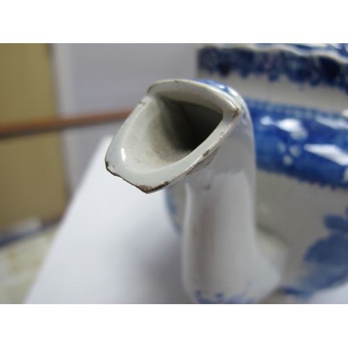 1193 - A XIX Century Blue and White Teapot, (chipped). A Minton part tea set in the style of Christopher Dr... 