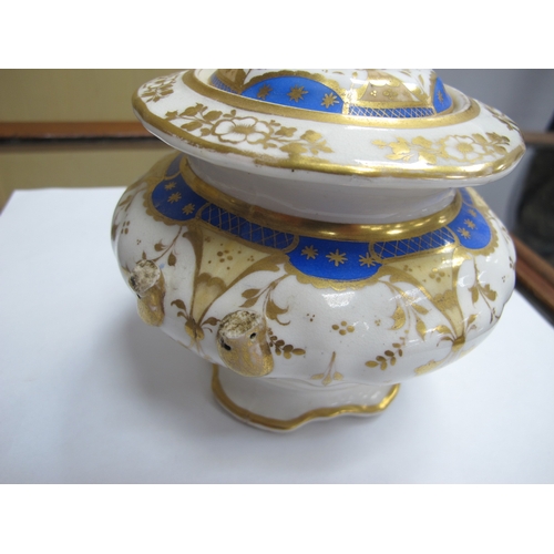 1193 - A XIX Century Blue and White Teapot, (chipped). A Minton part tea set in the style of Christopher Dr... 