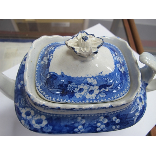 1193 - A XIX Century Blue and White Teapot, (chipped). A Minton part tea set in the style of Christopher Dr... 