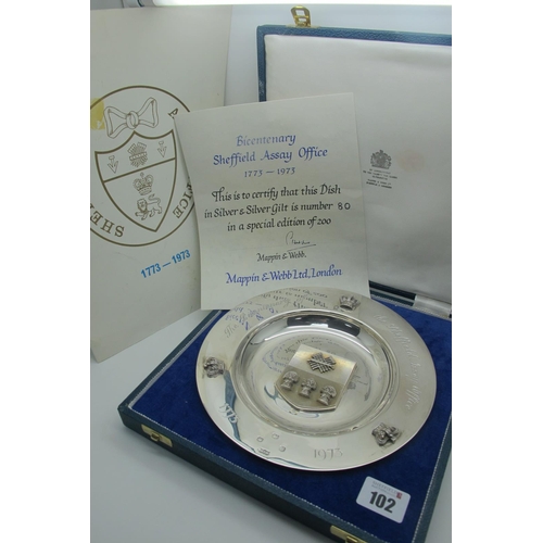 102 - A Hallmarked Silver Limited Edition Commemorative Dish, Mappin & Webb, Sheffield 1973, 