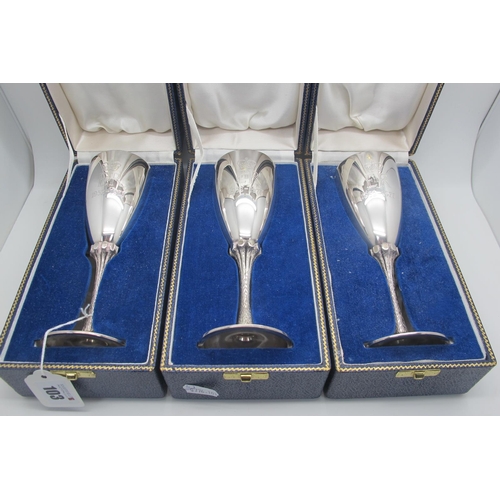 103 - A Set of Three Hallmarked Silver Royal Commemorative Goblets, HLB, Sheffield 1977, 