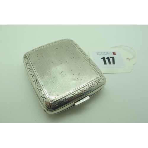 117 - A Hallmarked Silver Case, (import marks)internally incomplete?, with allover engine turned decoratio... 
