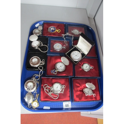 60 - A Collection of Assorted Modern Pocketwatches, including chains, some boxed etc :- One Tray