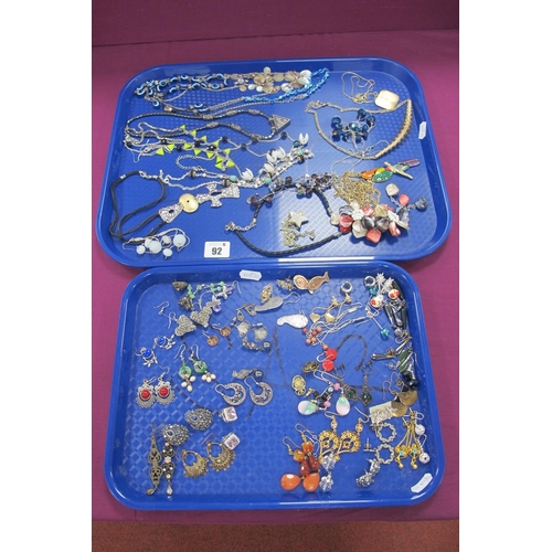 92 - A Mixed Lot of Assorted Costume Earrings, including antique style, vintage and modern, together with... 