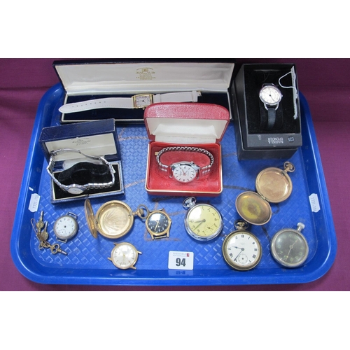 94 - Roxedo Vintage Openface Pocketwatch, (damages / incomplete); further pocketwatches, pocket watch cas... 