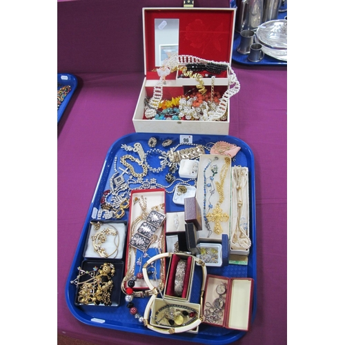 96 - A Mixed Lot of Assorted Costume Jewellery, including jewellery box with assorted bead necklaces, imi... 