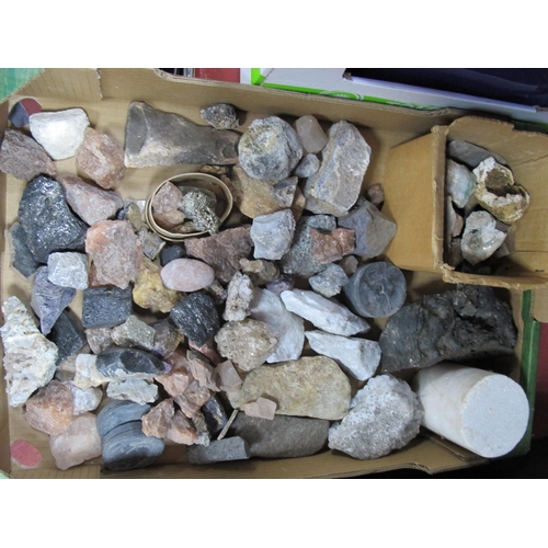 1064 - Minerals: Iron Pyrate, pottery, amethyst, etc, large quantity:- One Box