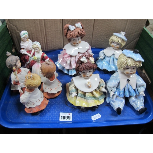 1099 - Three Lino Zampiva Doll Figures, another damaged, two Doulton and three Capodimonte examples:- One T... 