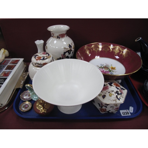 1239 - Coalport Three Footed Bowl, 26.5cm diameter, Masons 'Mandalay', Wedgwood, etc:- One Tray.