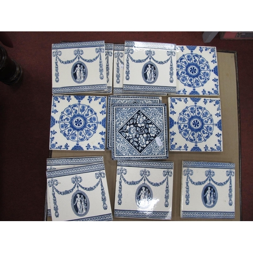 1391 - Wedgwood Pottery Tiles, including eight Edwardian Classical Musician Scene, with swags and ribbons, ... 