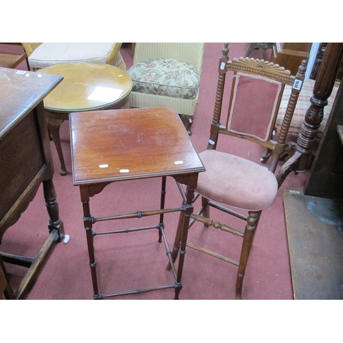 1638 - Early XX Century Mahogany Plant Table, with turned and block supports to square top, 38cm high chair... 