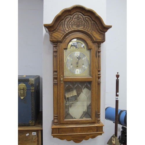 1641 - Sligh Oak Cased Wall Clock, with Westminster Chimes movement and glazed pendulum door, 46.5cm wide.