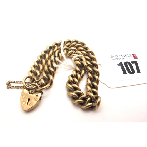 107 - A 9ct Gold Curb Link Bracelet, to a heart shape padlock style clasp, stamped 