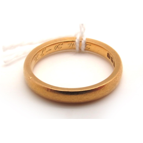 117 - A 22ct Gold Plain Wedding Band, inscribed inside 