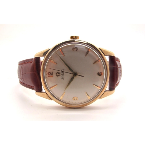 151 - Omega; A Vintage 9ct Gold Cased Automatic Gent's Wristwatch, the signed dial with Arabic numerals an... 