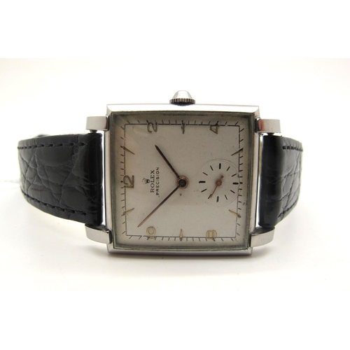 153 - Rolex; A c.1940's Precision Stainless Steel Gent's Wristwatch, Ref: 4572, Serial No: 496021, the sig... 