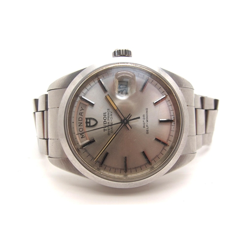 154 - Tudor; A c.1980's Oyster Prince Date Day Stainless Steel Gent's Wristwatch, Ref: 70170, Serial No; 9... 