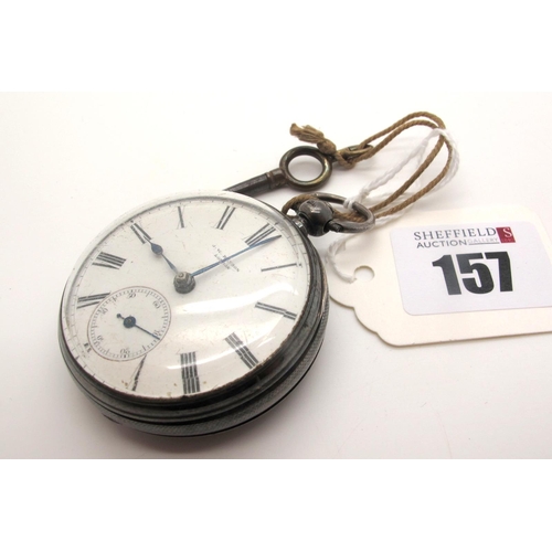 157 - J. W. Benson London; A Hallmarked Silver Cased Openface Pocketwatch, the signed white dial with blac... 