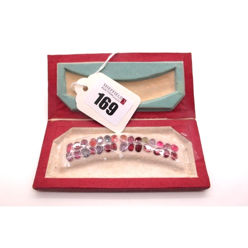 169 - A Rectangular Case Containing Selection of Small Oval Faceted Gemstones, case 11.4cm.