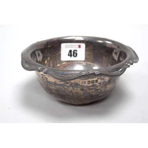 46 - A Hallmarked Silver Bowl, HA, Sheffield 1922, of plain design with shaped edge, initialled (rubbed),... 