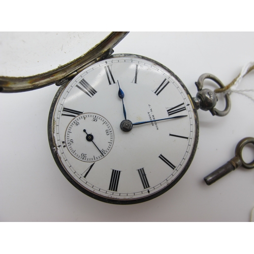 157 - J. W. Benson London; A Hallmarked Silver Cased Openface Pocketwatch, the signed white dial with blac... 