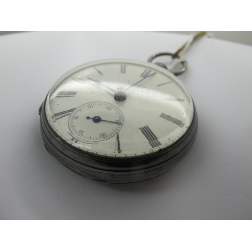 157 - J. W. Benson London; A Hallmarked Silver Cased Openface Pocketwatch, the signed white dial with blac... 