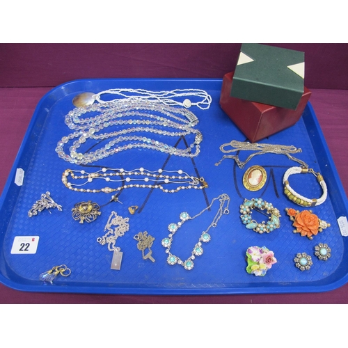 22 - Assorted Costume Jewellery, including decorative single stone citrine set brooch, of openwork design... 