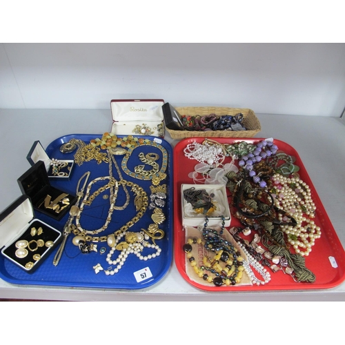 57 - A Mixed Lot of Assorted Costume Jewellery, including Monet, including necklaces, chains, imitation p... 