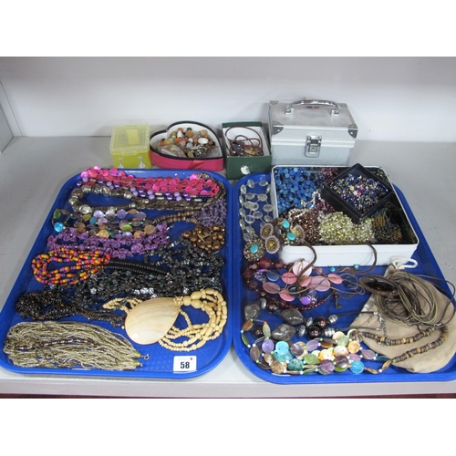 58 - Assorted Modern Costume Jewellery Necklaces, etc :- Two Trays