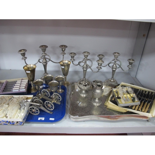 62 - A Mixed Lot of Assorted Plated Ware, including a twin handled tray (foot detached) on foliate design... 