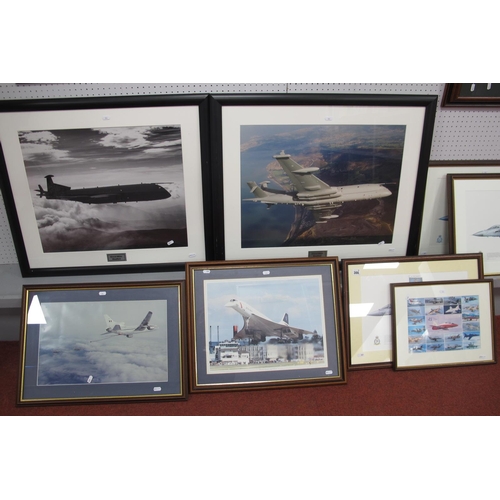 306 - Eight Framed Prints Mostly With a Military Aviation Theme, to include a black and white image of a N... 