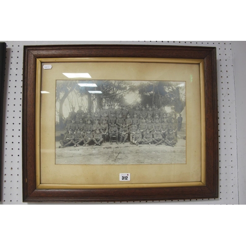 312 - WWI Era Framed Group Photograph of British Soldiers, (possibly Kings Royal Rifle Corps) in India.