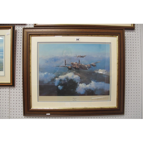 314 - 'Lancaster' by Robert Taylor Framed Print, 70 x 60cm, with Leonard Cheshire signature (unverified).