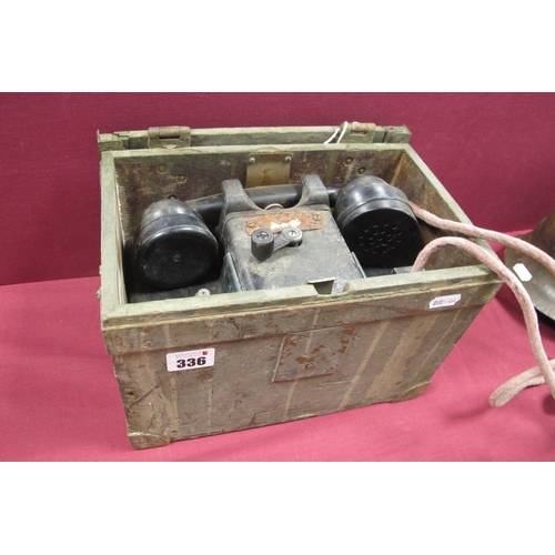 336 - A WWII Cased Type F Field Telephone, condition fair with some corrosion.