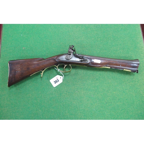 363 - Flintlock Blunderbuss with Flared Barrel, plain unmarked lock and walnut stock numbered '136'.