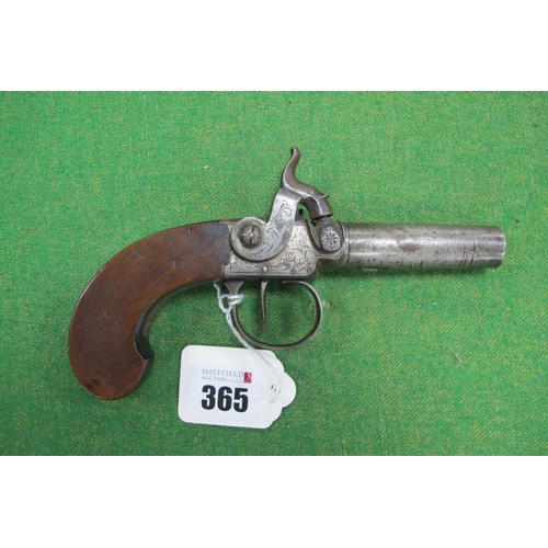 365 - A XIX Century Percussion Pocket Pistol, by Hetherington of Nottingham, with ornate scrollwork, turn ... 