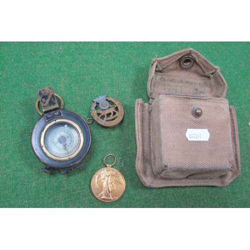 388 - WWII British Mark III Prismatic Compass, in original webbing pouch marked B.S. Ltd 1941. Plus WWI Vi... 