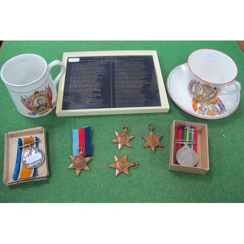 396 - WWI and WWII British Medals, with ribbons, WWI Victory Medal awarded to Guardsman 18264 J.H. Bagley ... 