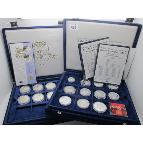 499 - Two Cased Westminster Silver Coin Collections, The Official Coins of Canada and QEII and Philip Gold... 