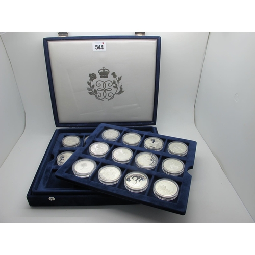 544 - Westminster, The Queen Mother Commemorative Silver Coin Collection, twenty nine coins in total, case... 