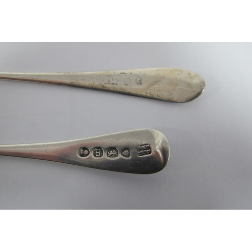 95 - A Set of Five Provincial Part Hallmarked Silver Fiddle Pattern Teaspoons, James Barber, possibly Yor... 