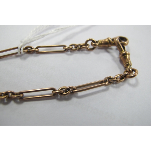 130 - A 9ct Gold Fancy Link Albert Chain, to double swivel style clasps, suspending a 9ct gold T-bar and a... 