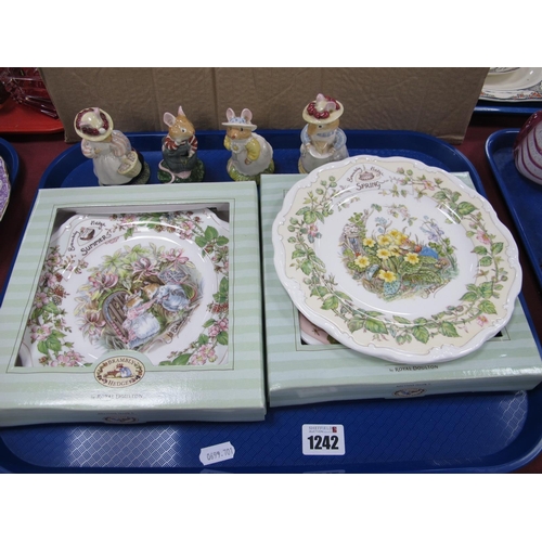 1242 - Four Royal Doulton Brambly Hedge Plates, four figurines from the Brambly Hedge Gift Collection.