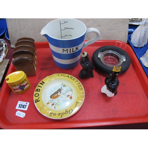 1247 - Ogdens Cigarettes, Robin ashtray 13cm, diameter, T.G Green milk jug, Carlton toast rack, etc:- One T... 