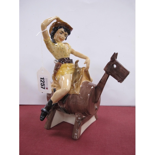 1257 - A Peggy Davies Figurine 'Annie Oakley, an artists original colourway 1/1 by Victoria Bourne, 20.5cm ... 