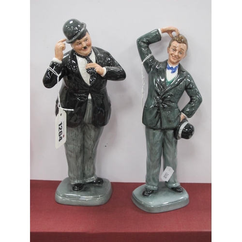 1264 - A Pair of Royal Doulton Figurines, Stan Laurel HN 2774, 789/9500, Oliver Hardy HN 2775 789/9500, 26c... 